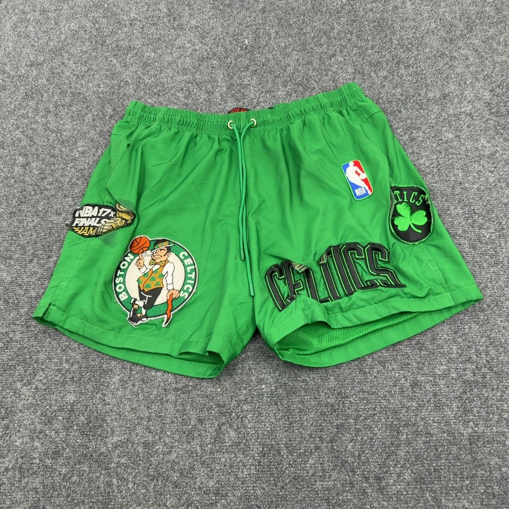 Boston Celtics Pro Standard Shorts Men XL Green Polyester Embroidered Streetwear